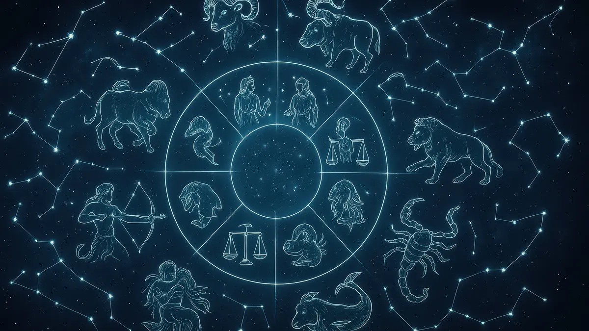 eclipse 2027: zodiac wheel constellation chart illustration