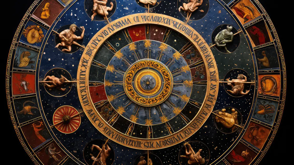zodiac wheel close up illustration