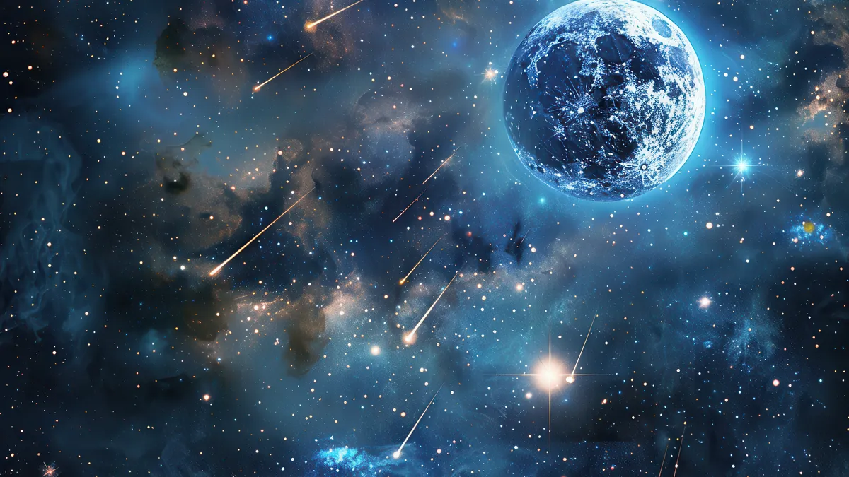 night sky with planets and stars illustration