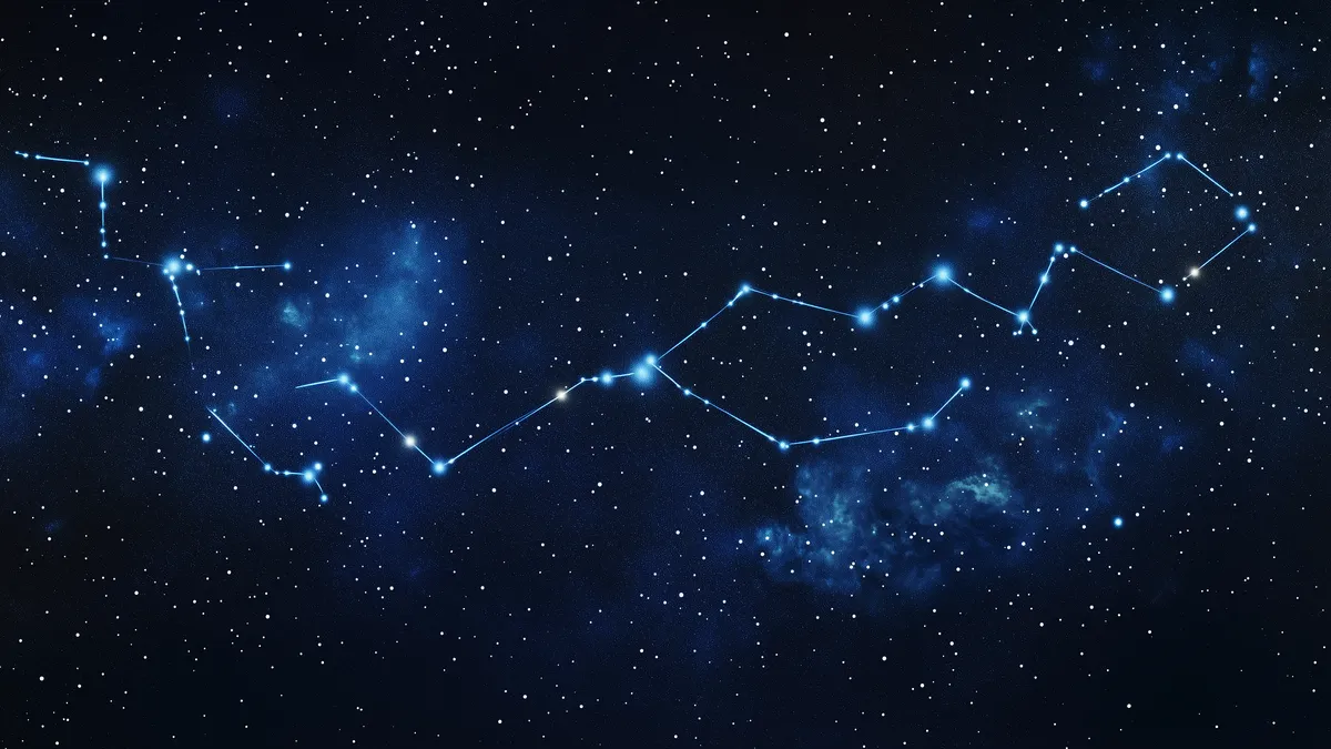 solar eclipse 2027: zodiac constellation night sky illustration
