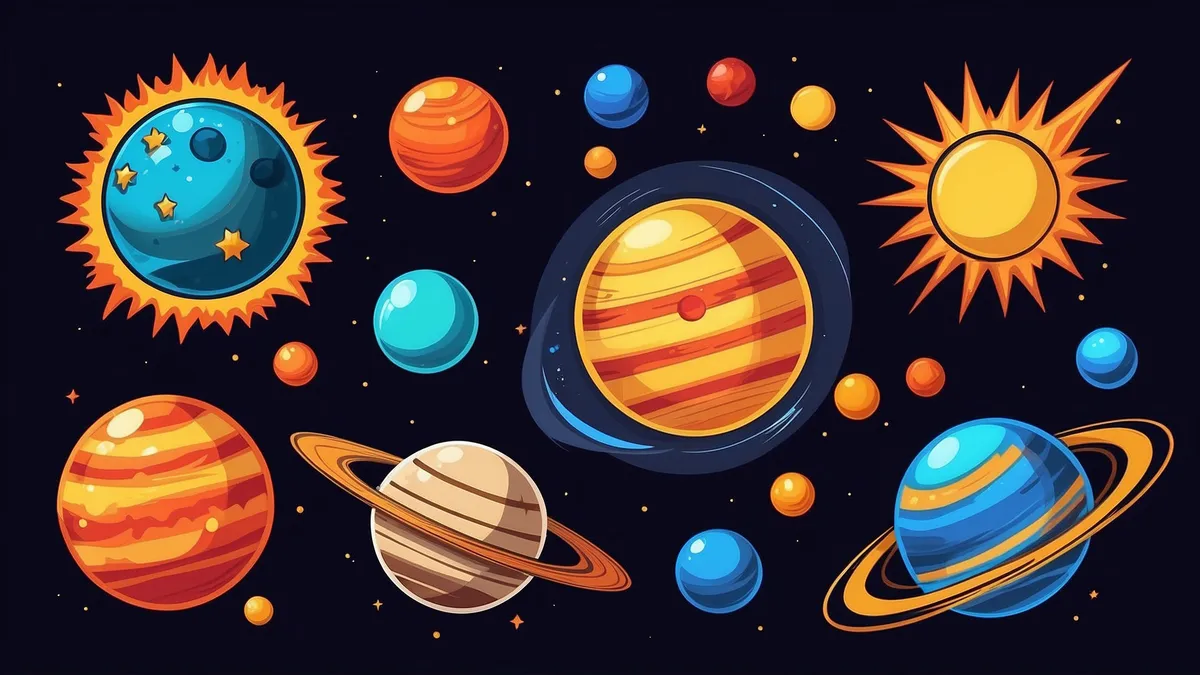 solar return chart: sun and planets illustration illustration