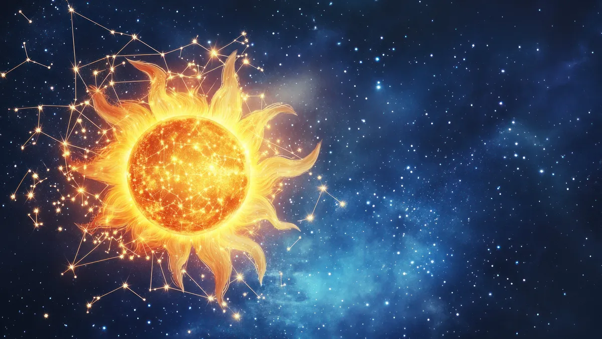 glowing sun constellation background illustration