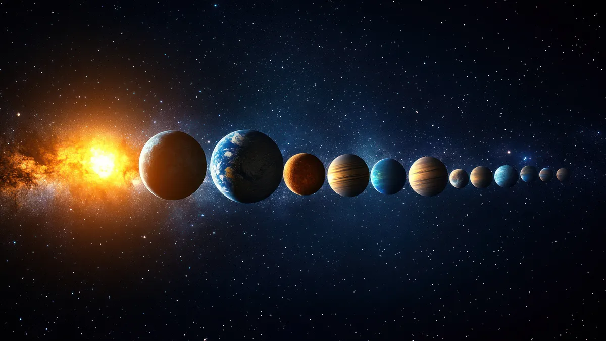 transit overlay: planets aligned in night sky illustration
